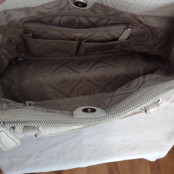 Beautiful Brighton Ivory MONROE CROC Embossed Leather Satchel Handbag Tote - Picture 5 of 9